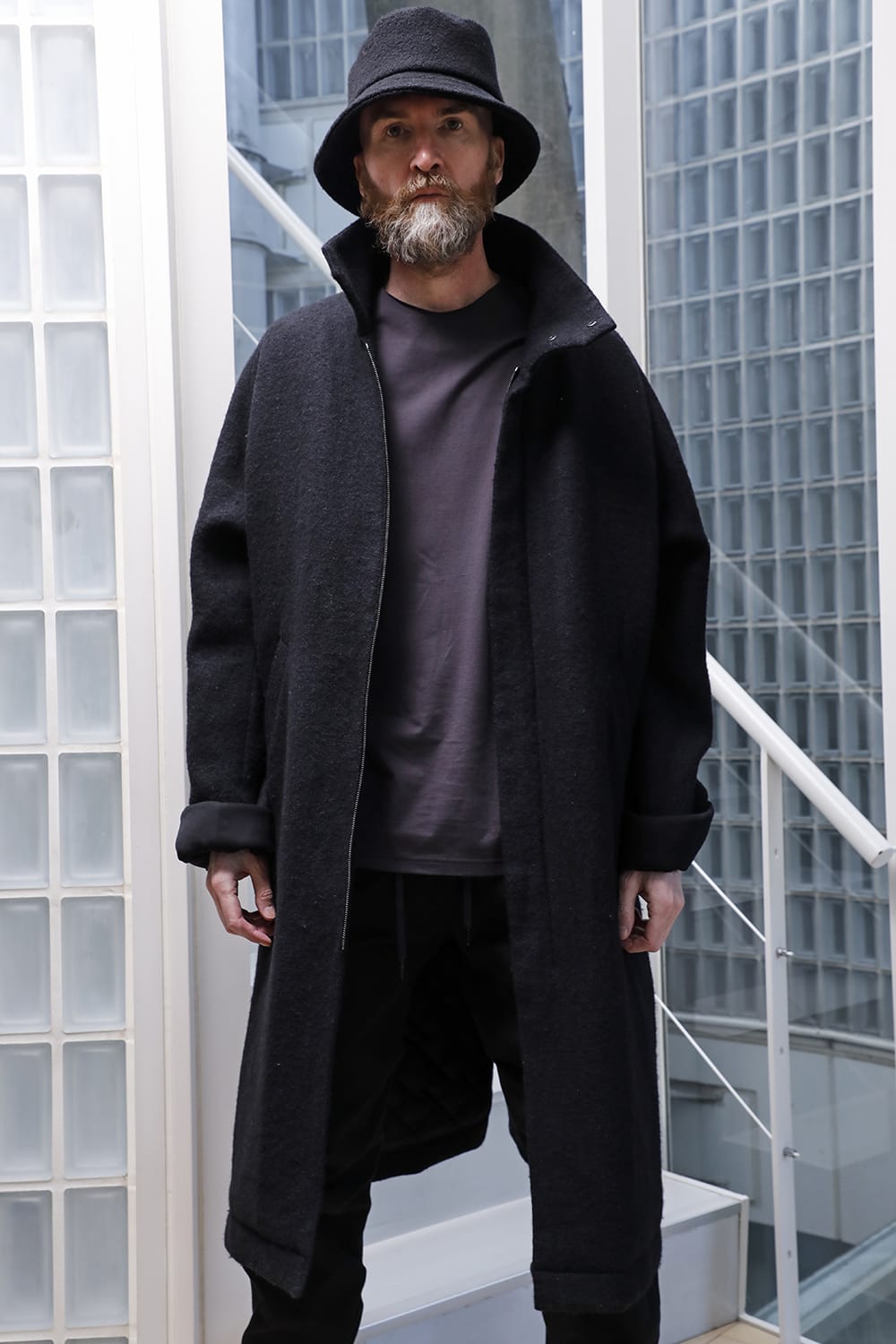 ハイネックコートウールミリング