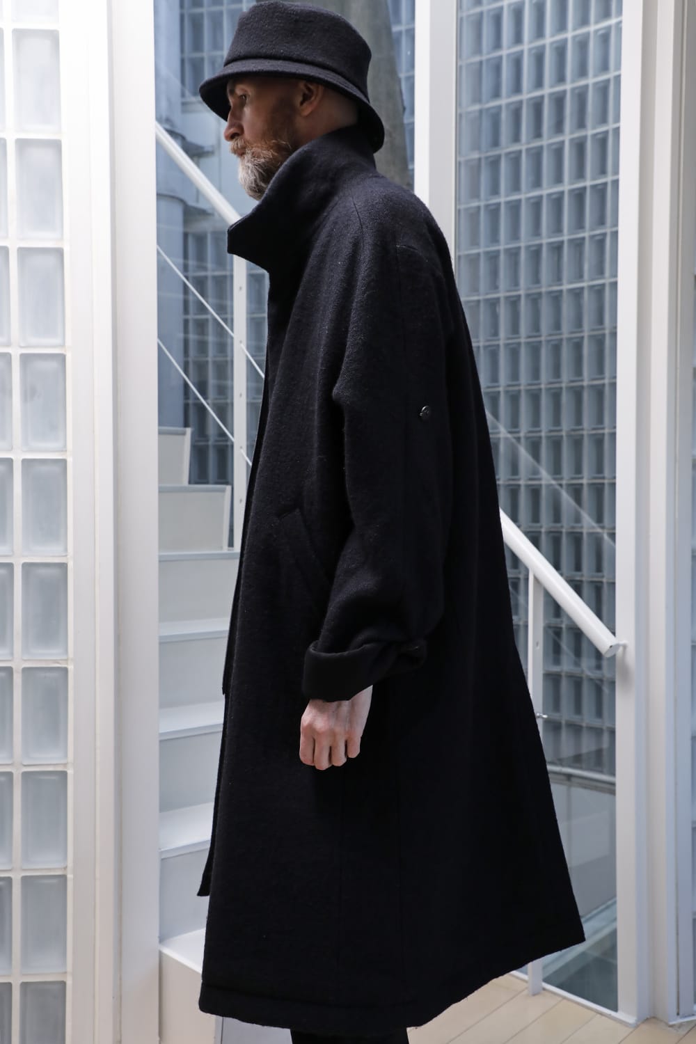 ハイネックコートウールミリング