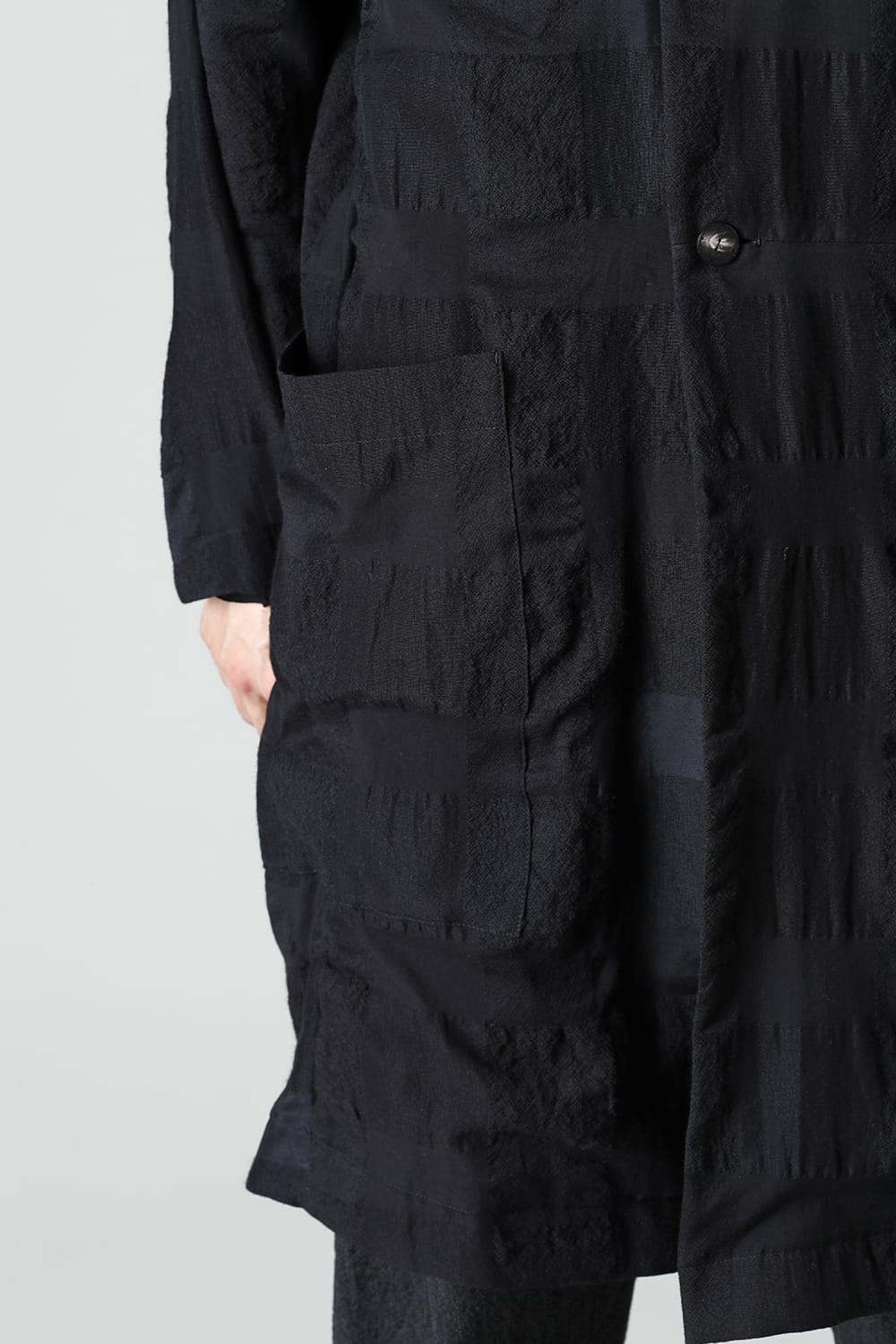 Coat block check jacquard  Black