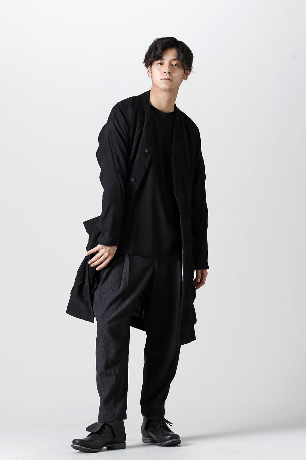 Coat block check jacquard  Black