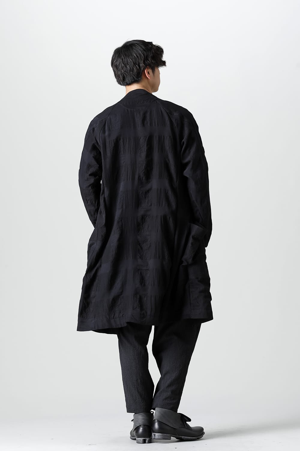 Coat block check jacquard  Black