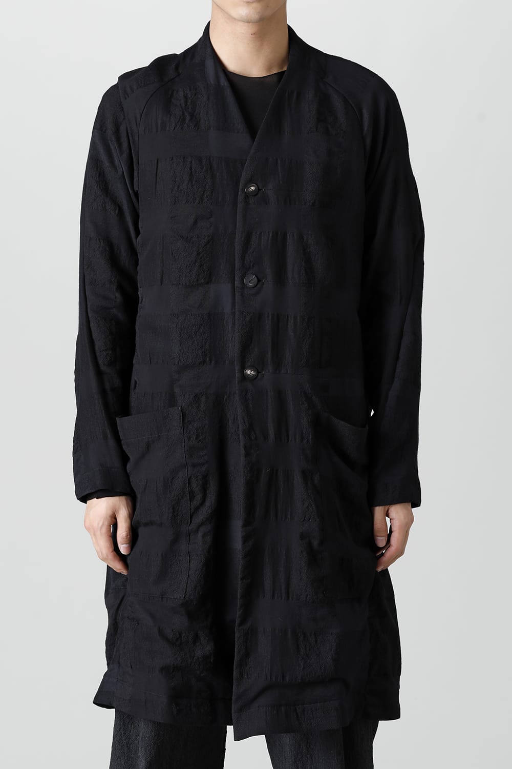 Coat block check jacquard  Black