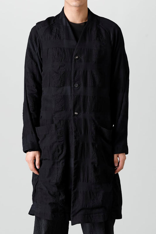 Coat block check jacquard  Black