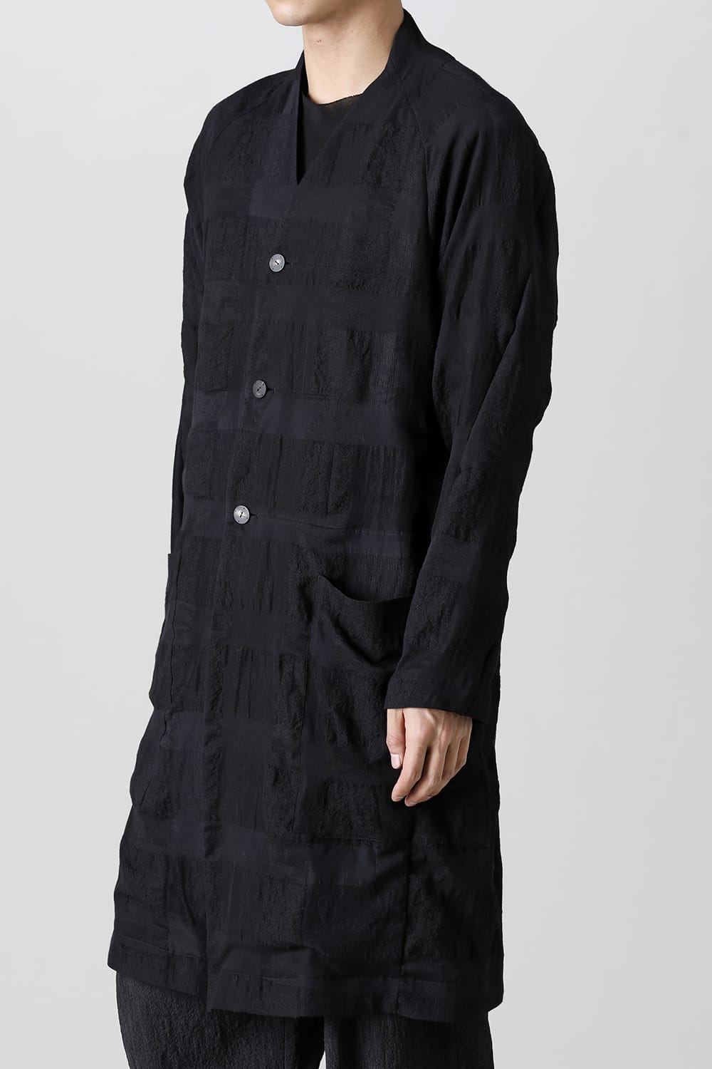 Coat block check jacquard  Black