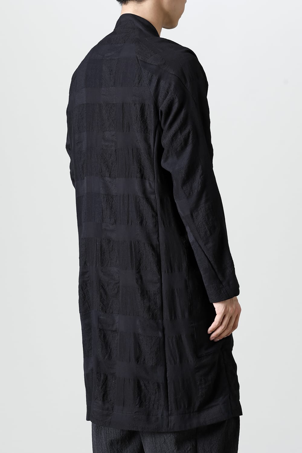 Coat block check jacquard  Black