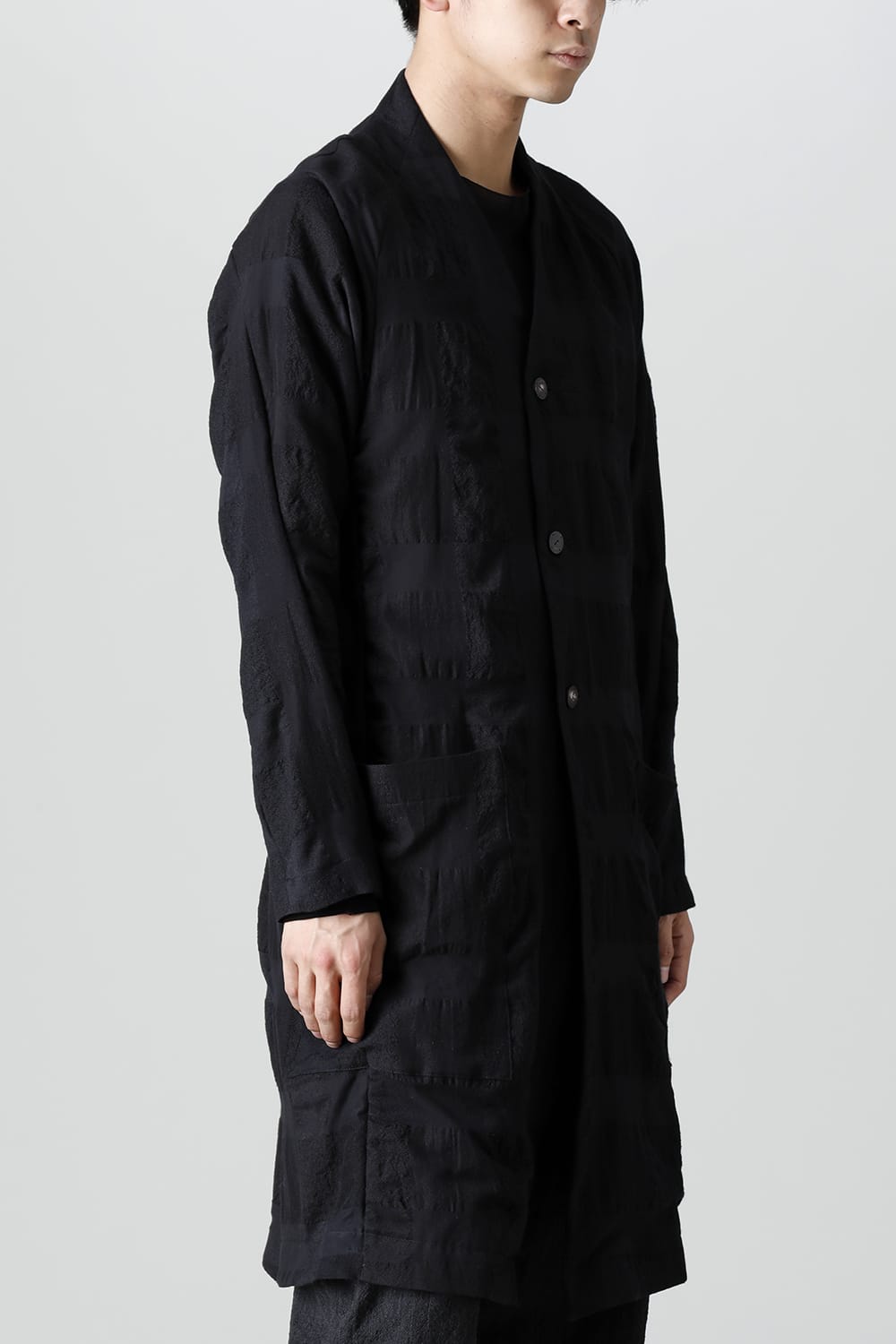 Coat block check jacquard  Black