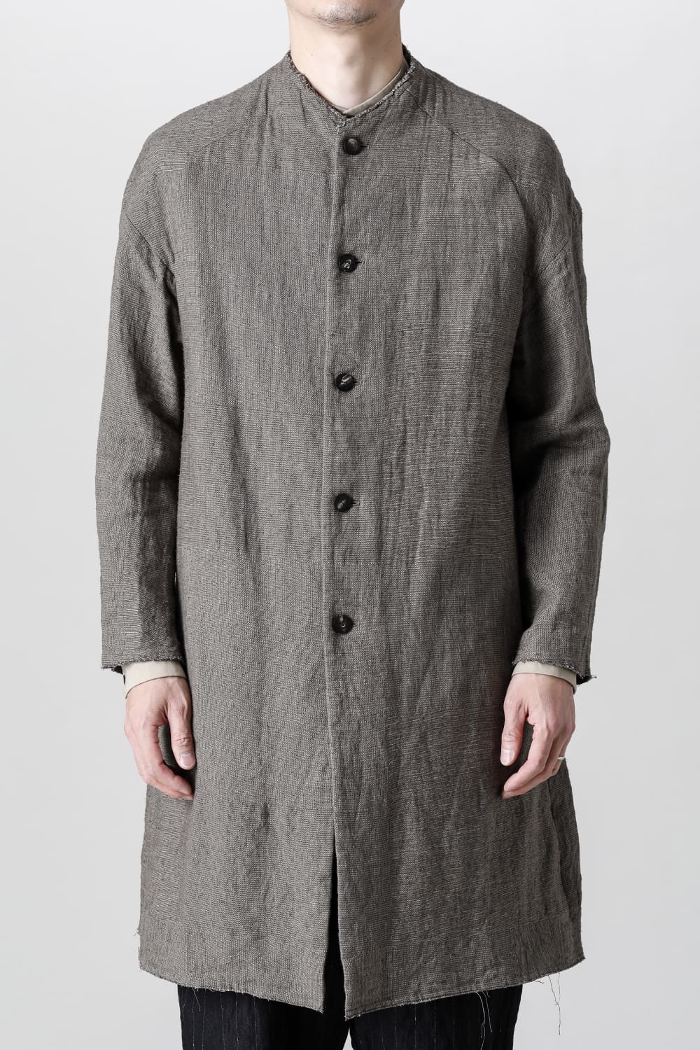 Coat silk linen crazy check  Beige Gray