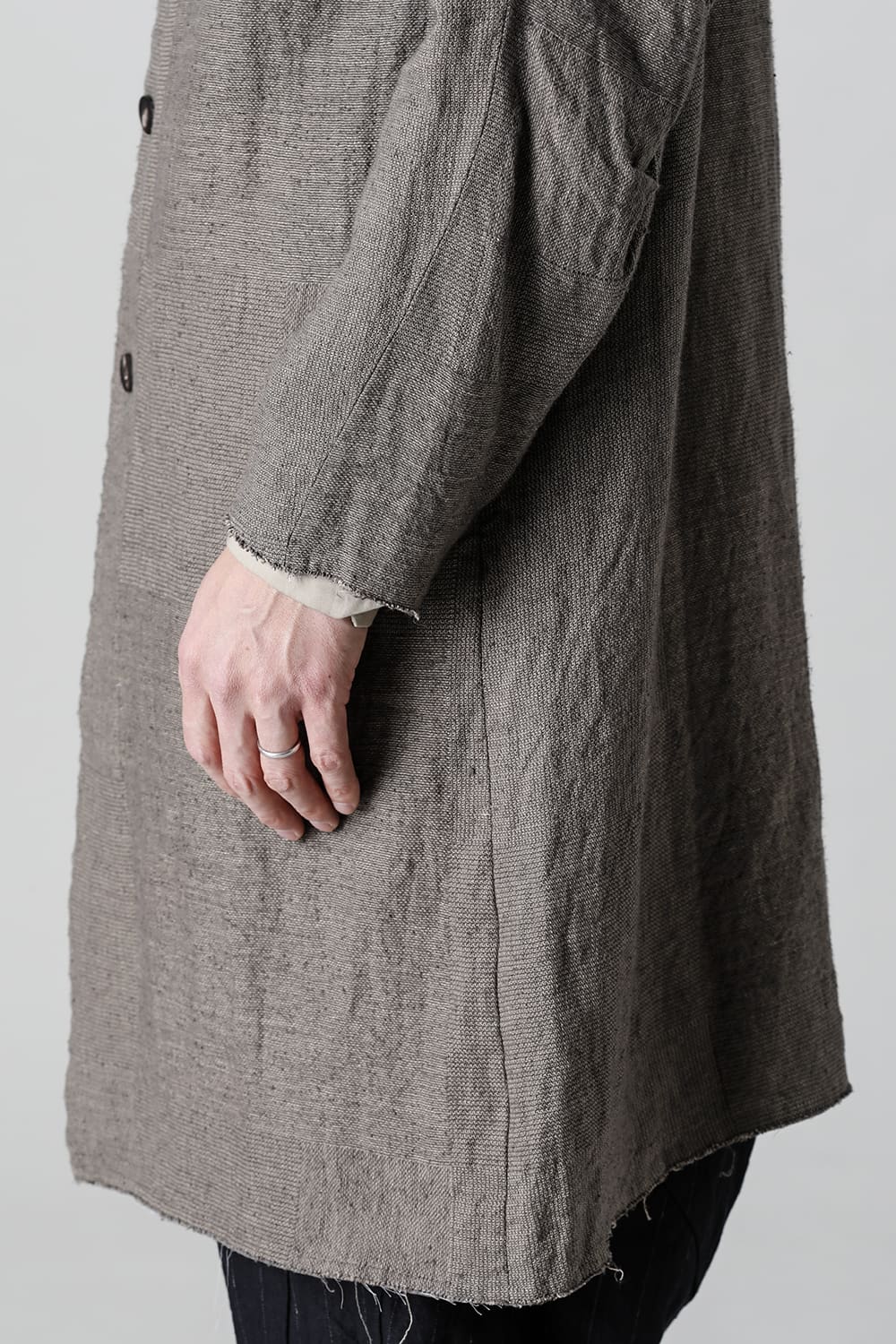 Coat silk linen crazy check  Beige Gray