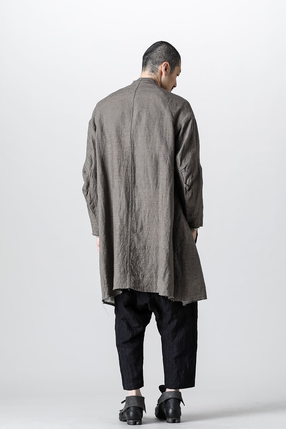 Coat silk linen crazy check  Beige Gray