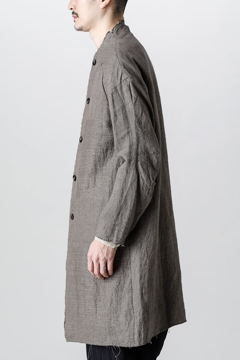 Coat silk linen crazy check  Beige Gray