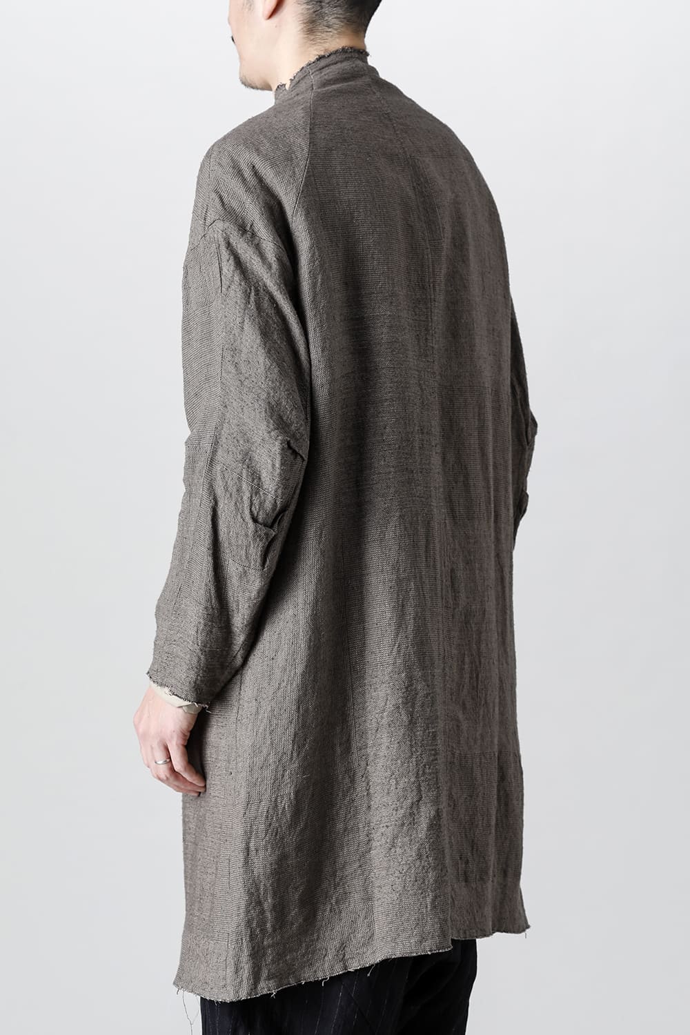 Coat silk linen crazy check  Beige Gray