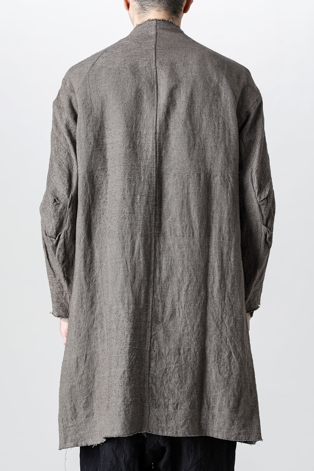 Coat silk linen crazy check  Beige Gray