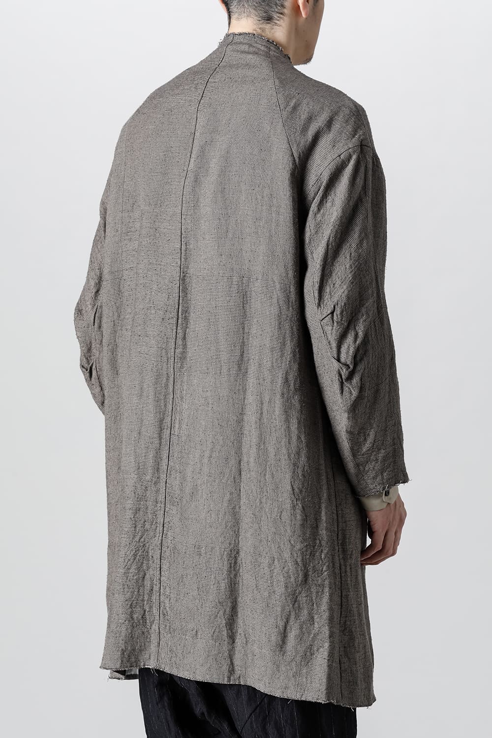 Coat silk linen crazy check  Beige Gray