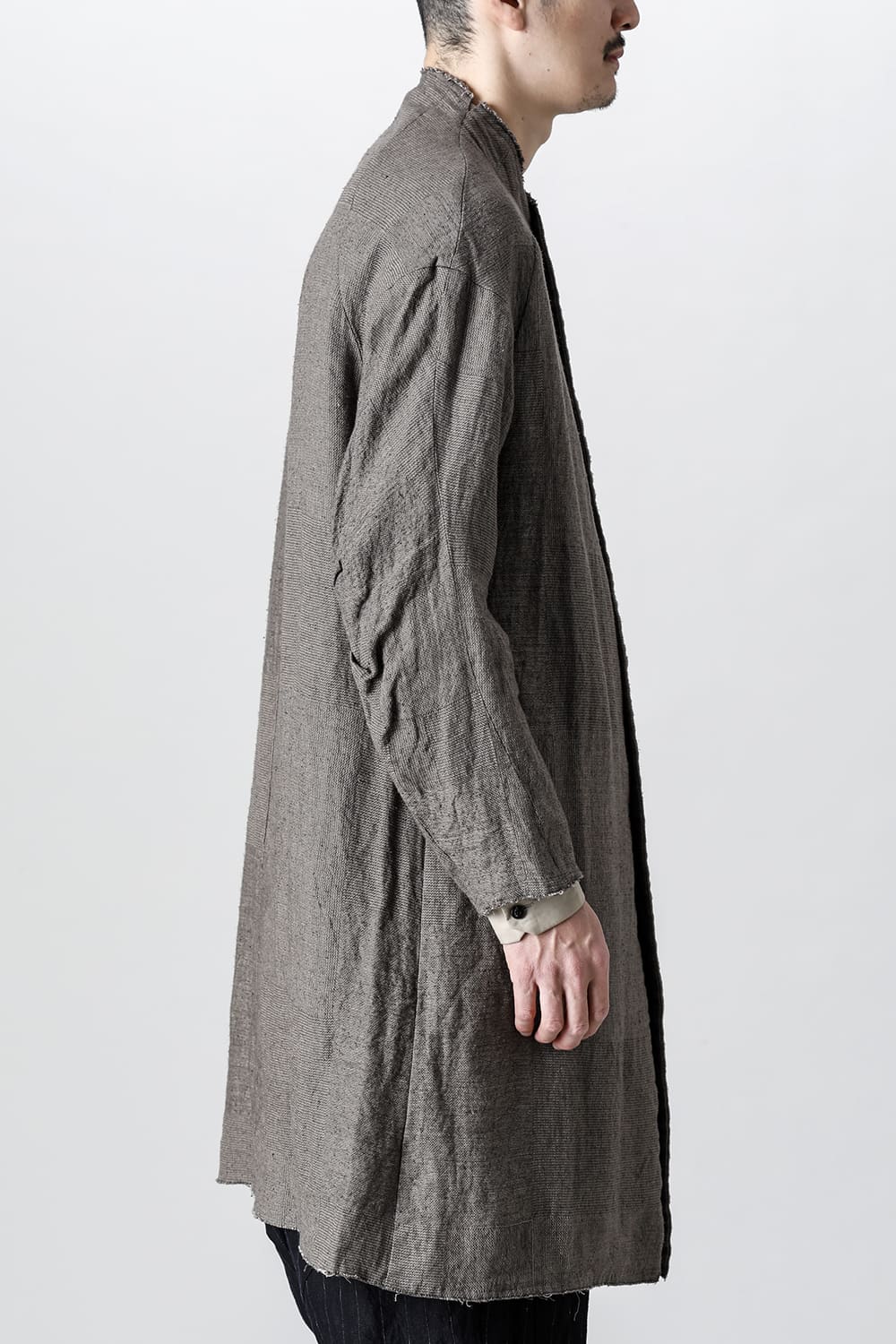 Coat silk linen crazy check  Beige Gray