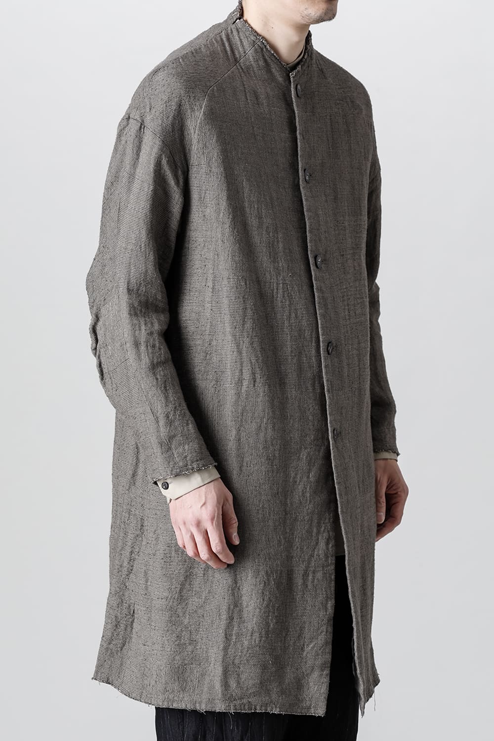 Coat silk linen crazy check  Beige Gray