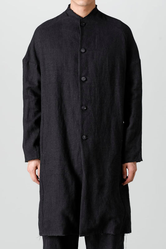 Coat silk linen crazy check  Black