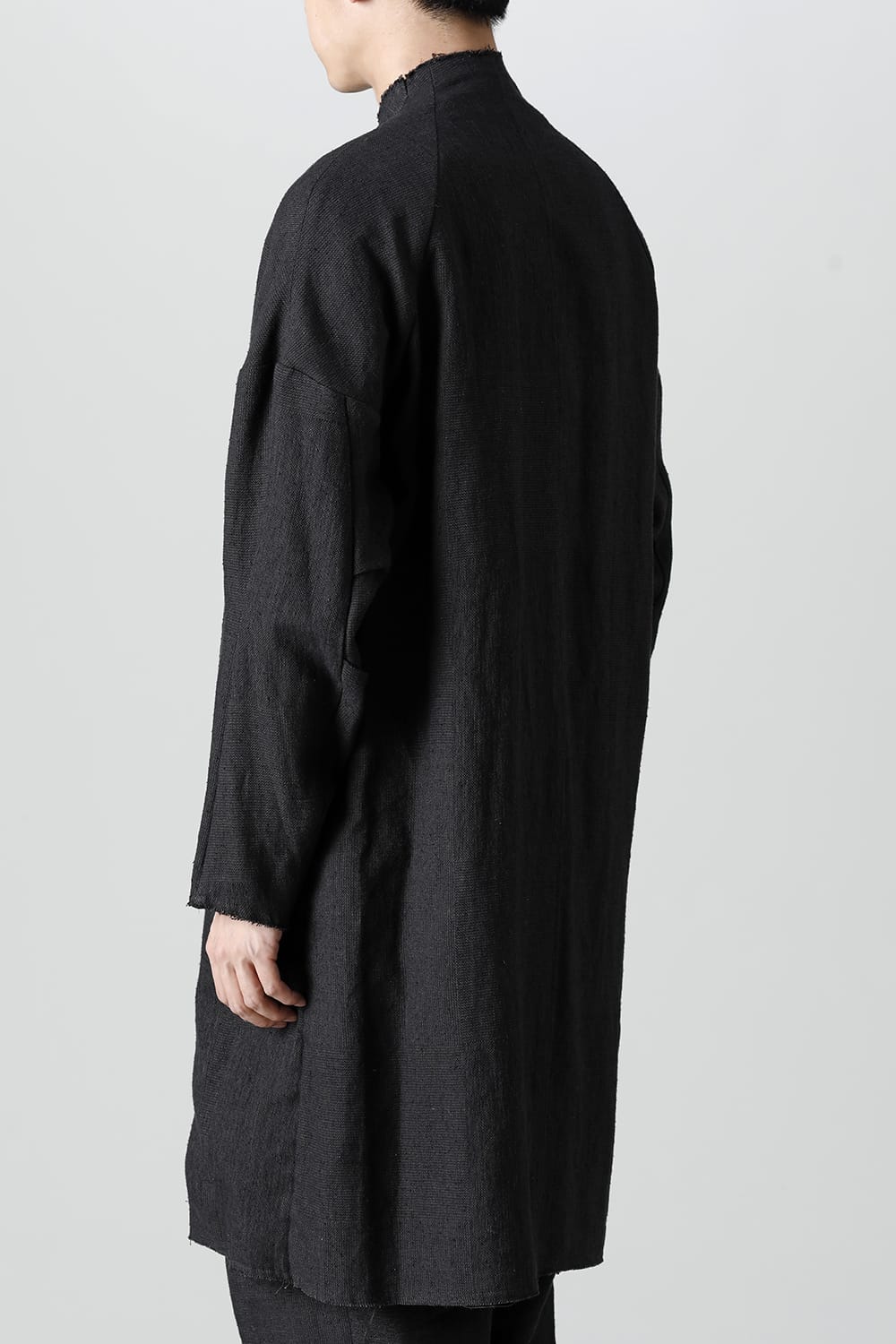 Coat silk linen crazy check  Black