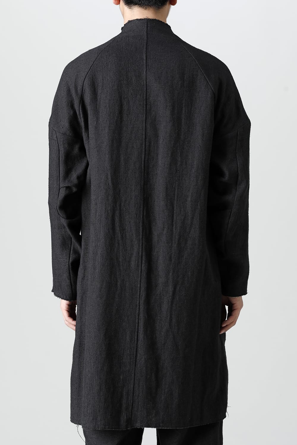 Coat silk linen crazy check  Black