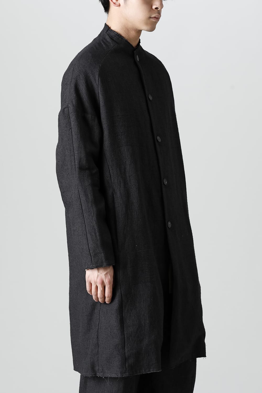 Coat silk linen crazy check  Black