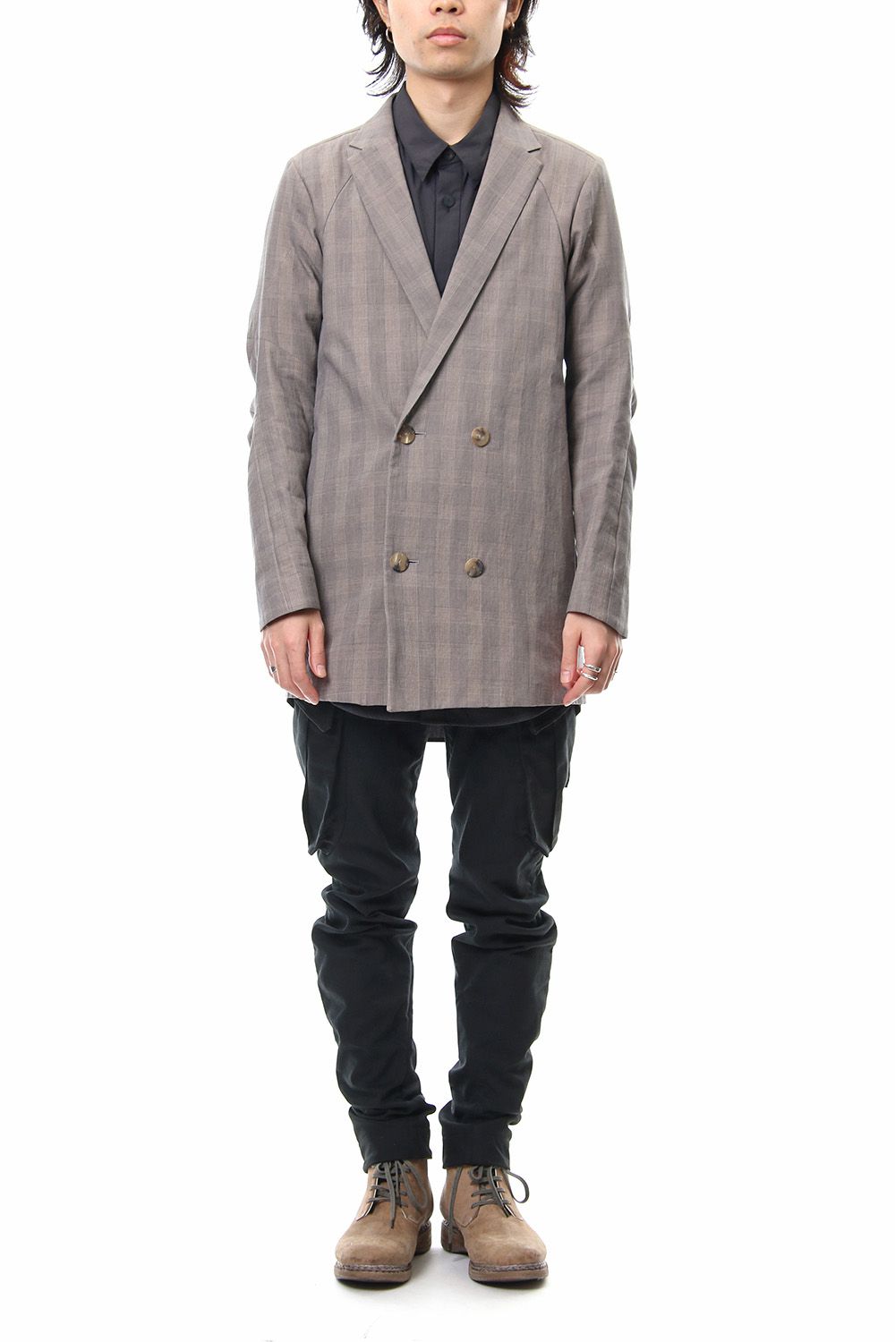 Double breasted jacket cotton glen check