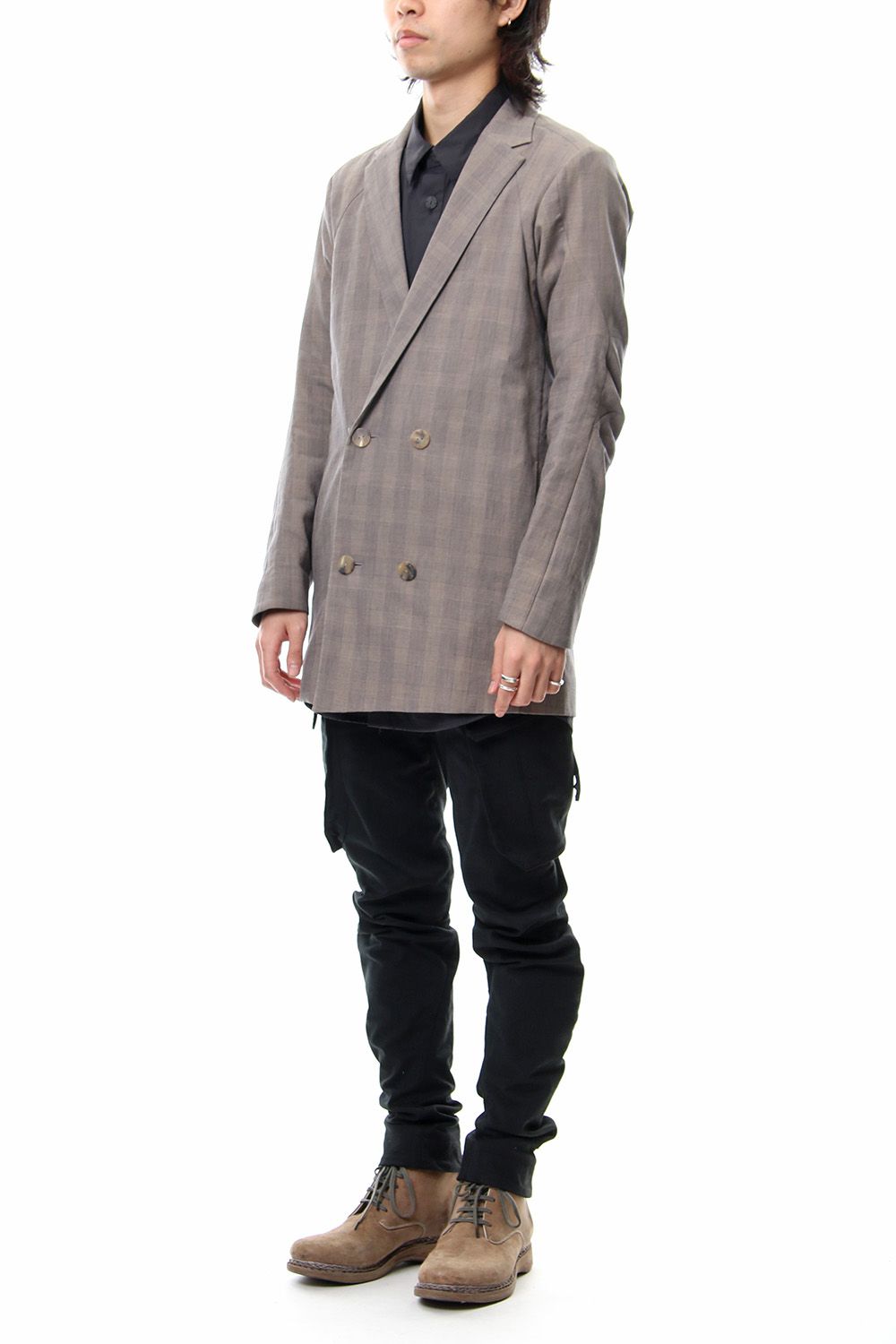 Double breasted jacket cotton glen check