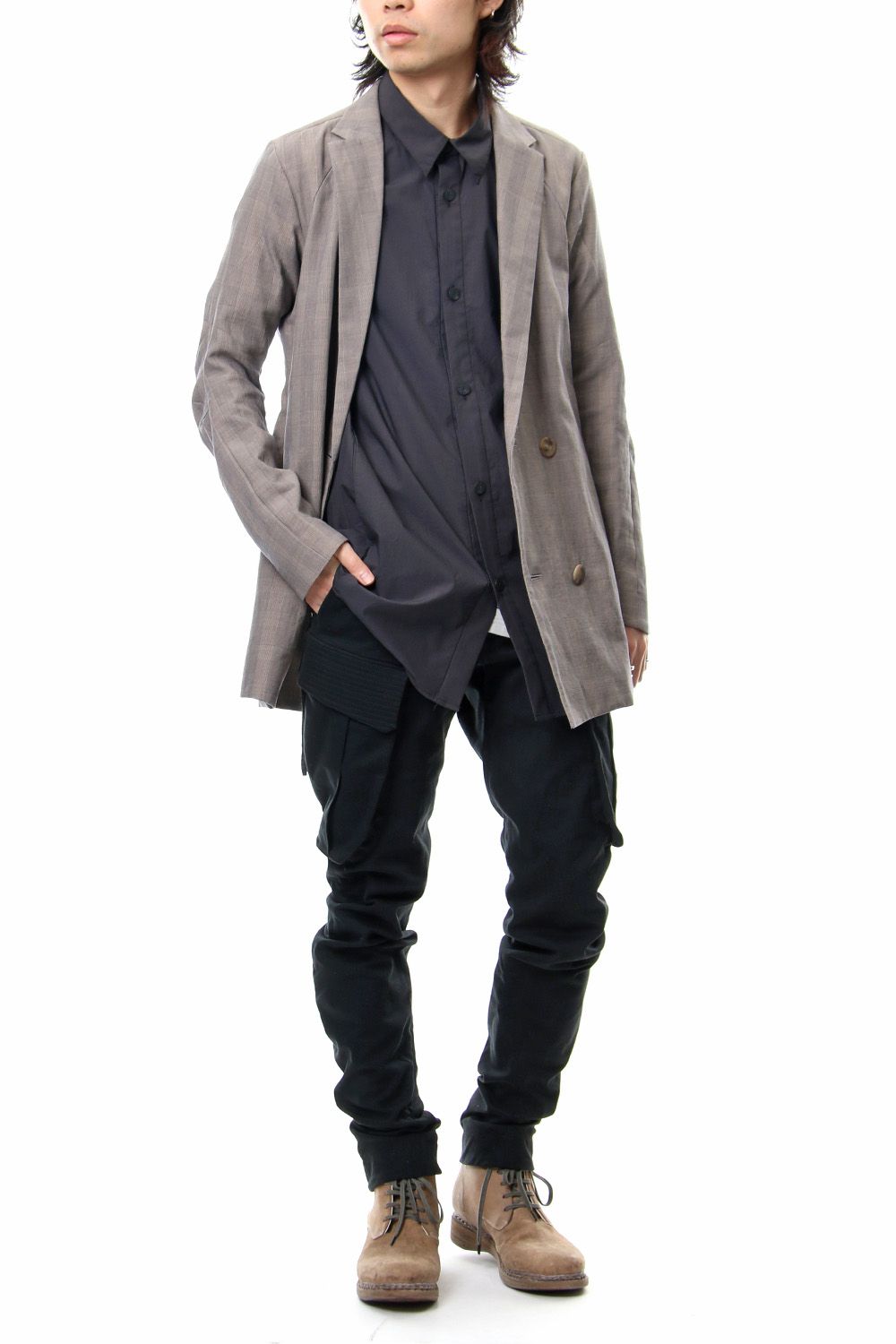 Double breasted jacket cotton glen check