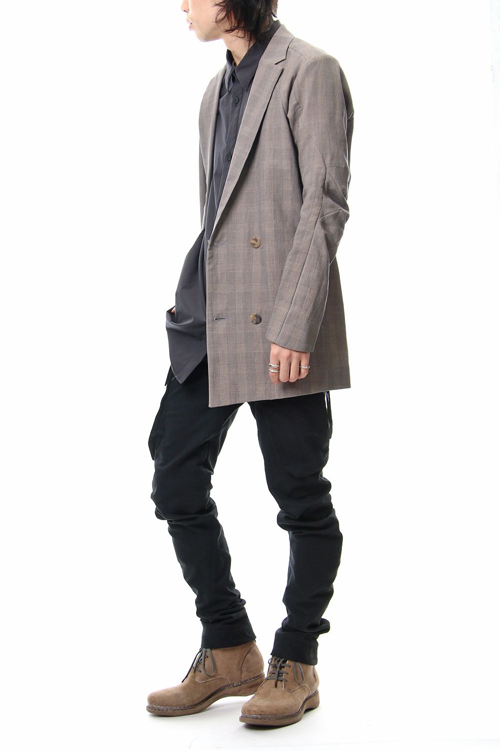 Double breasted jacket cotton glen check