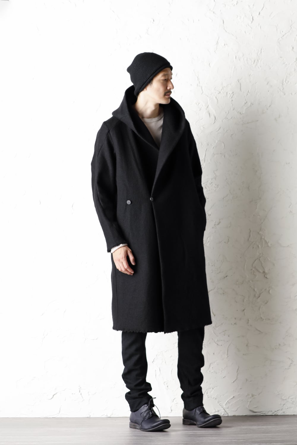Hood Coat Compressed Wool