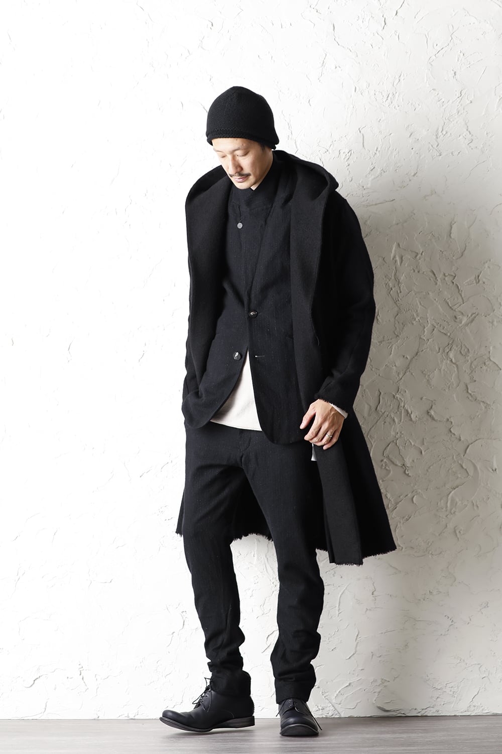 Hood Coat Compressed Wool