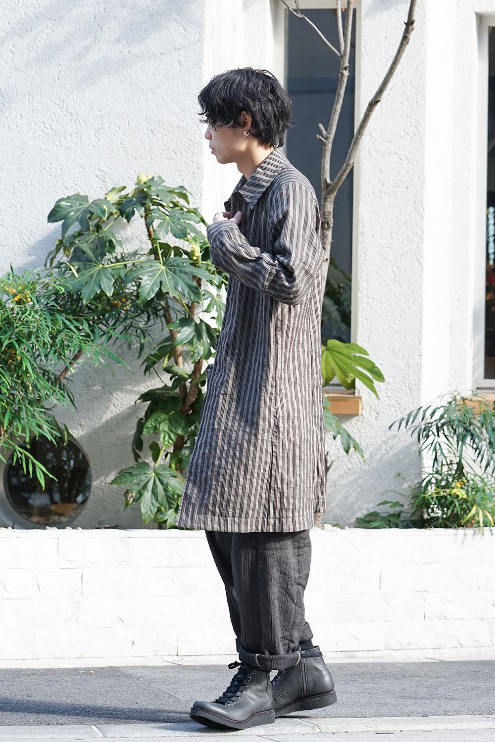 Coat Cotton ramie stripe