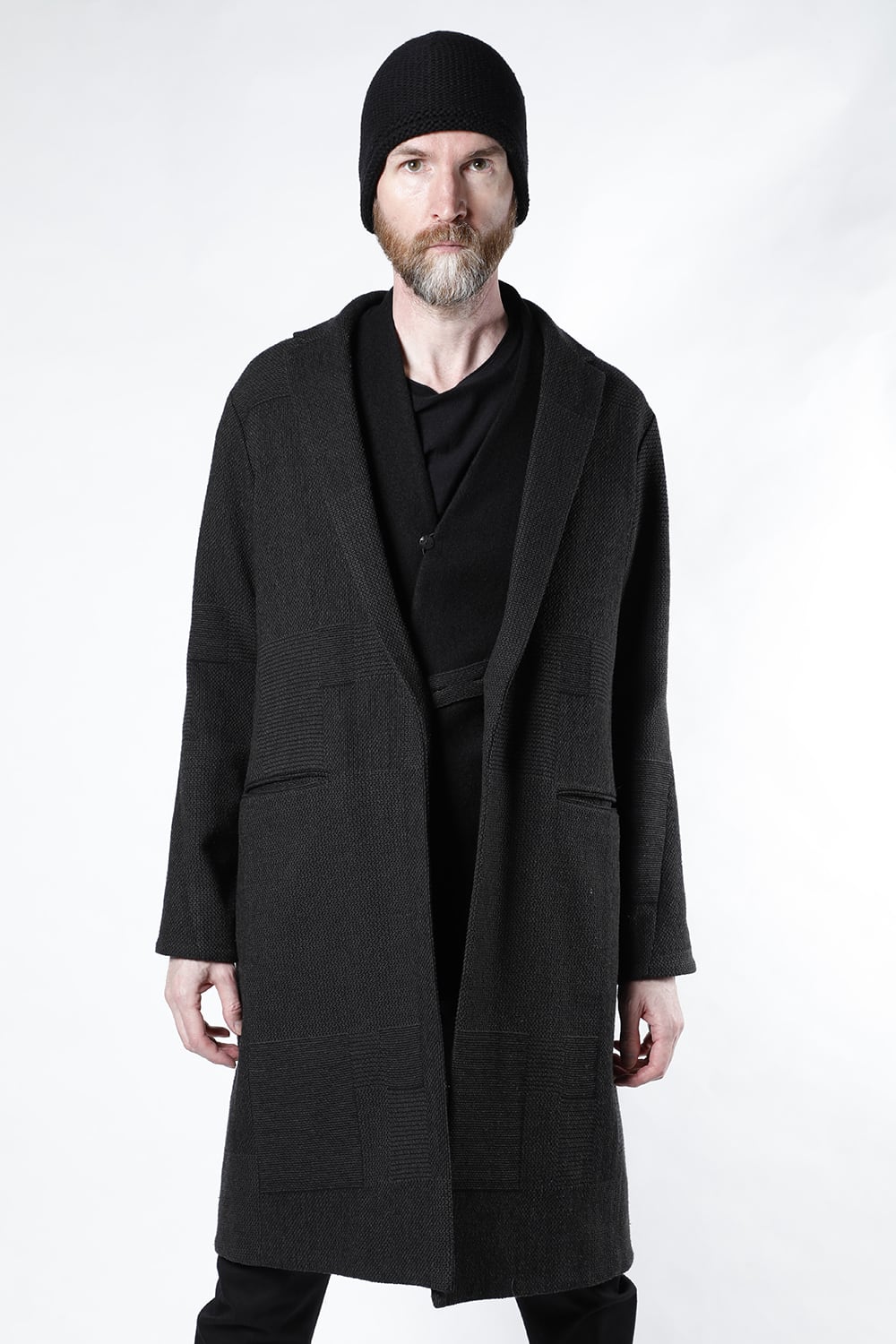 Long jacket wool silk crazy check