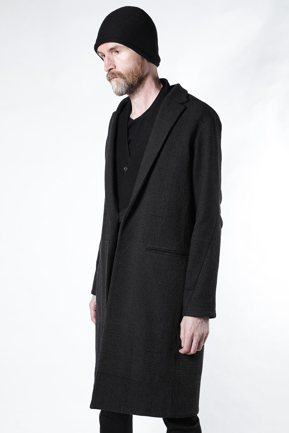 Long jacket wool silk crazy check