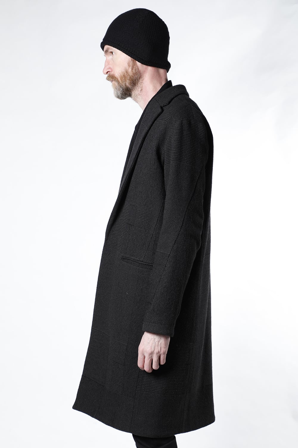 Long jacket wool silk crazy check