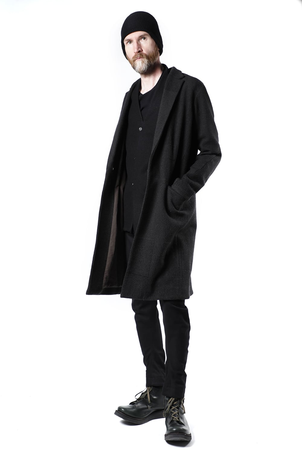 Long jacket wool silk crazy check