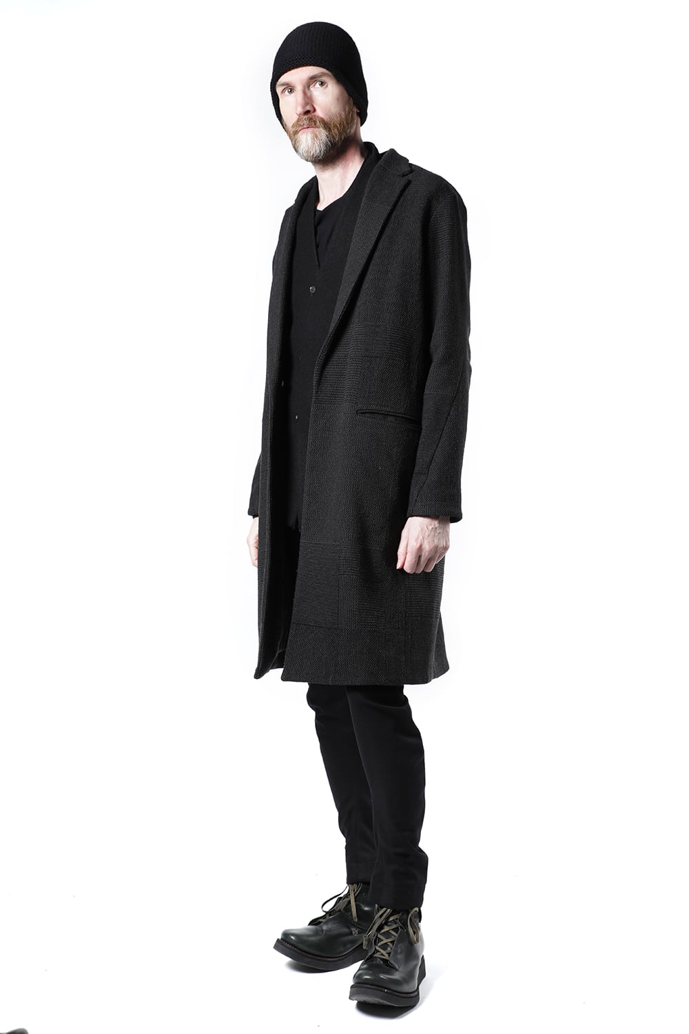 Long jacket wool silk crazy check