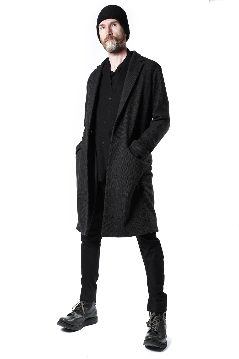 Long jacket wool silk crazy check