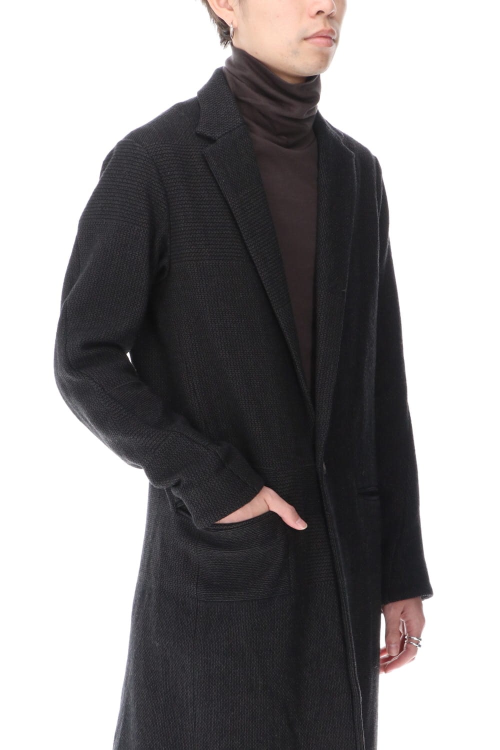 Long jacket wool silk crazy check