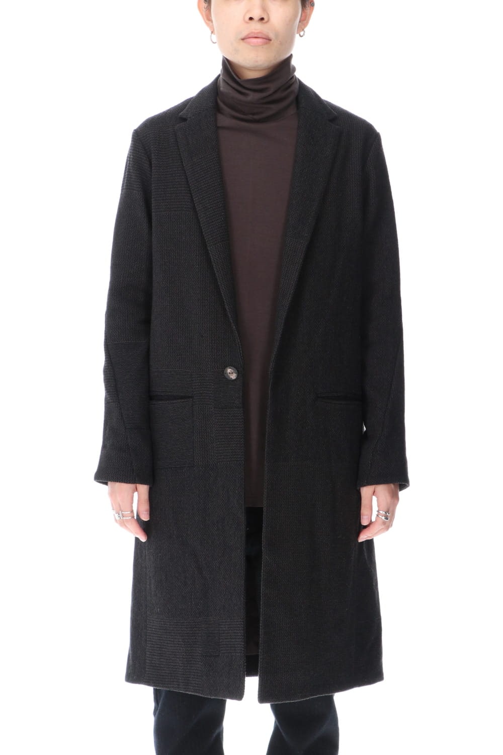 Long jacket wool silk crazy check