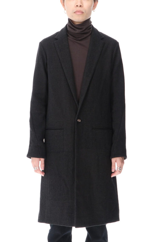 Long jacket wool silk crazy check