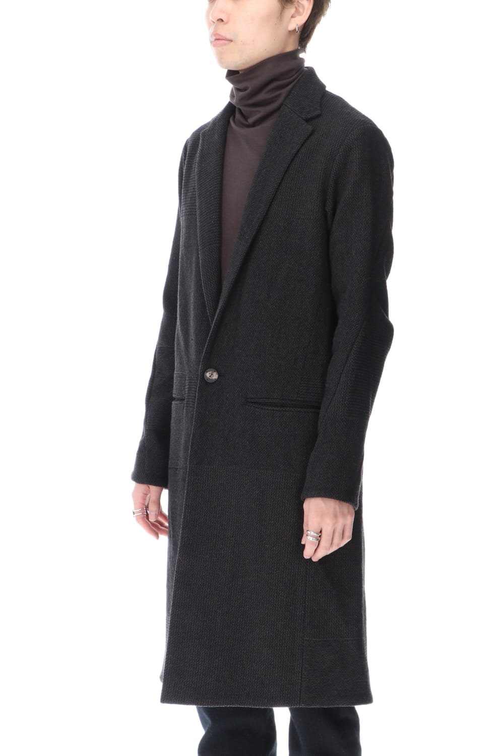 Long jacket wool silk crazy check