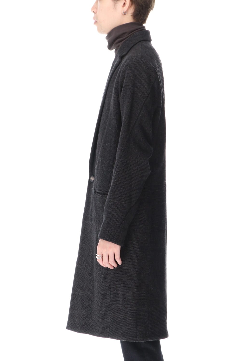 Long jacket wool silk crazy check