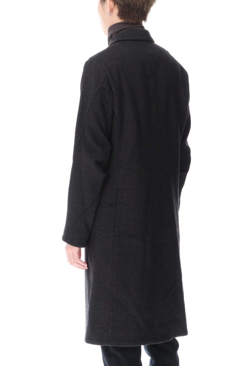 Long jacket wool silk crazy check