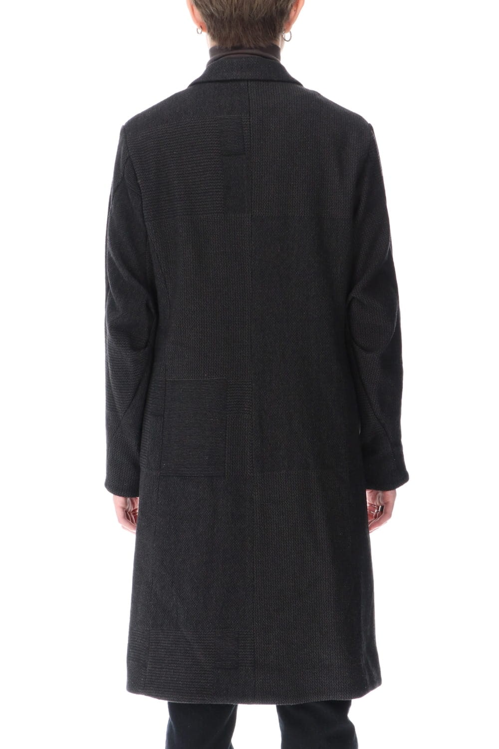 Long jacket wool silk crazy check