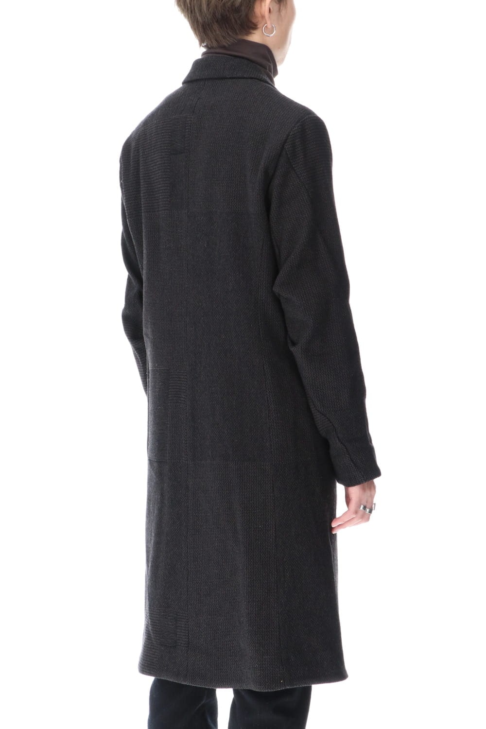 Long jacket wool silk crazy check