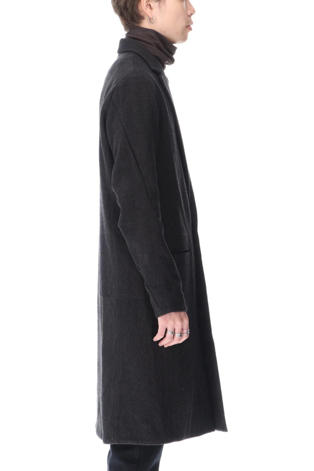 Long jacket wool silk crazy check