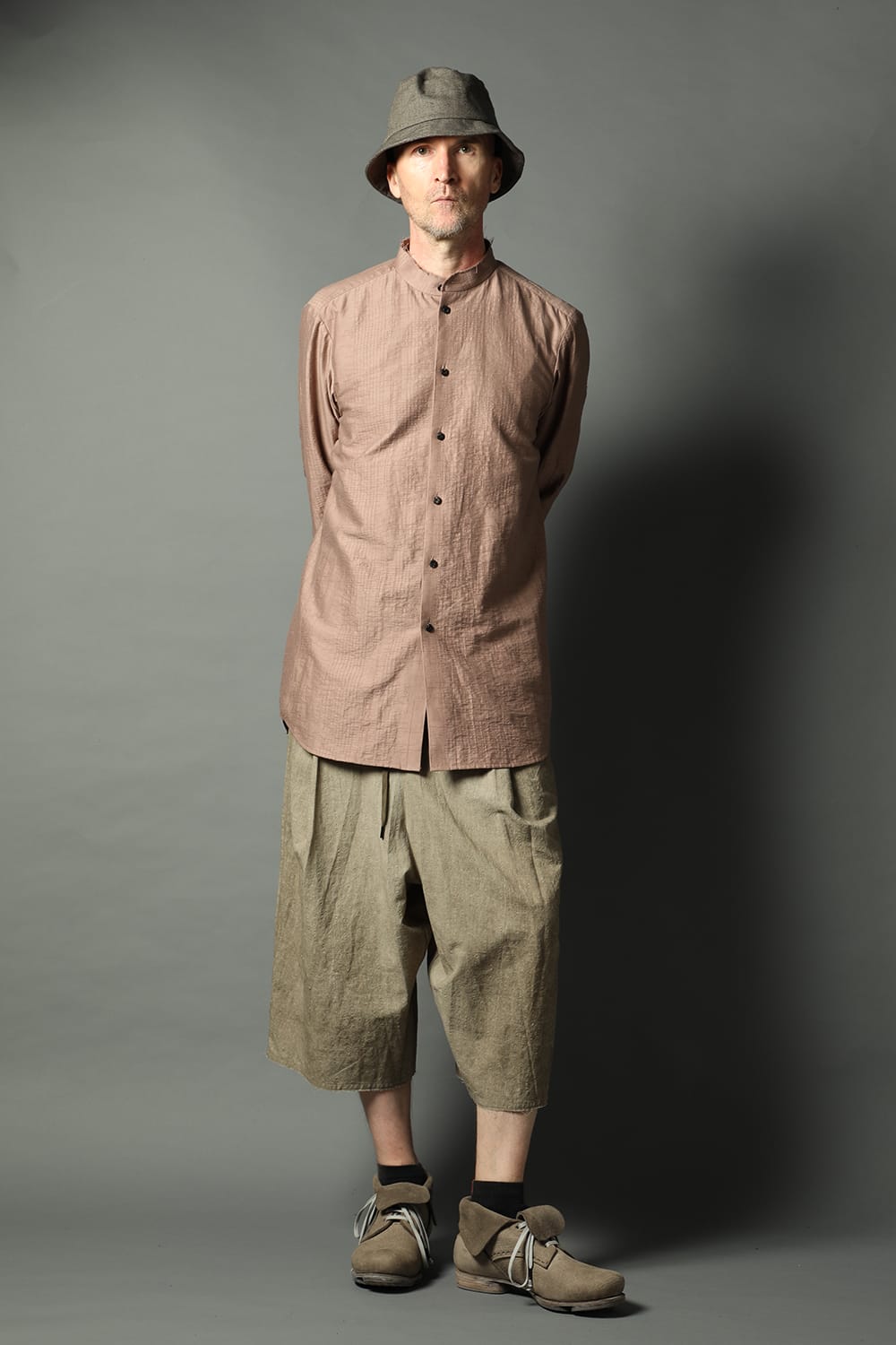 Baggy cropped pants cotton / linen cold dyed