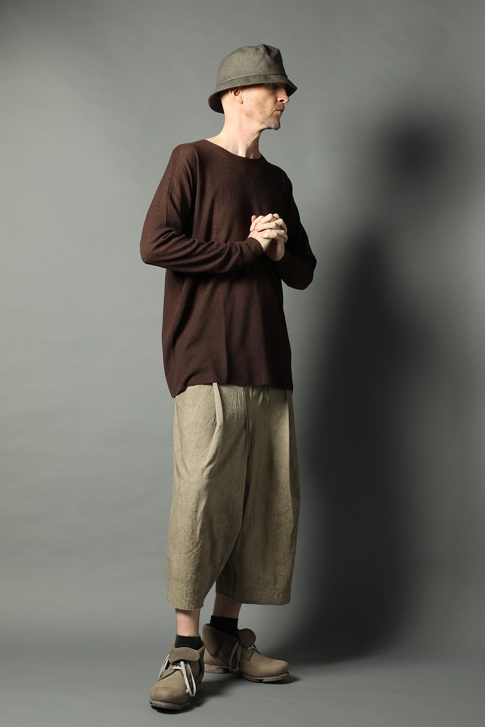 ルーズフィット ロングスリーブ メリノウール  ダークブラウン