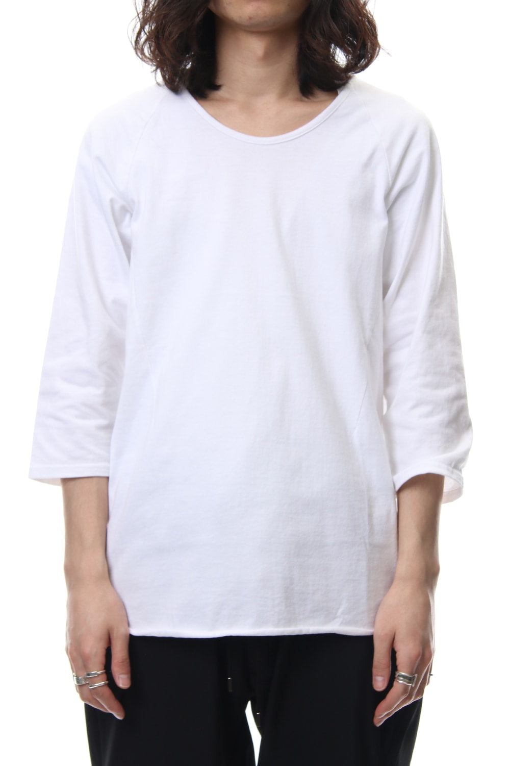 U NECK 3/4 SLEEVE White