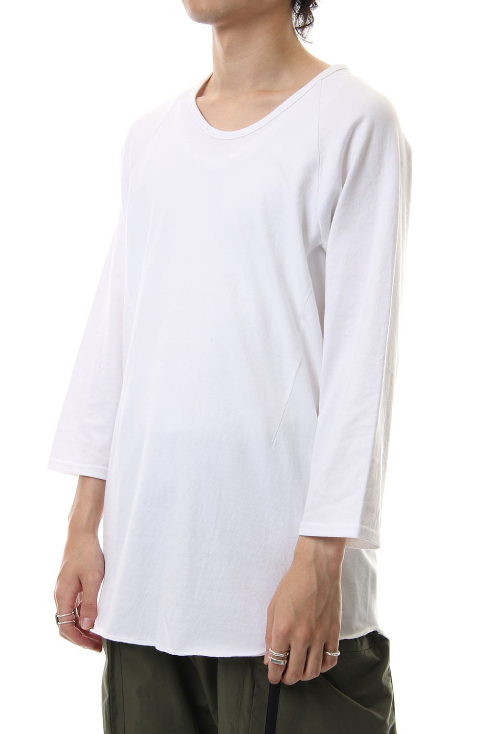 U NECK 3/4 SLEEVE White