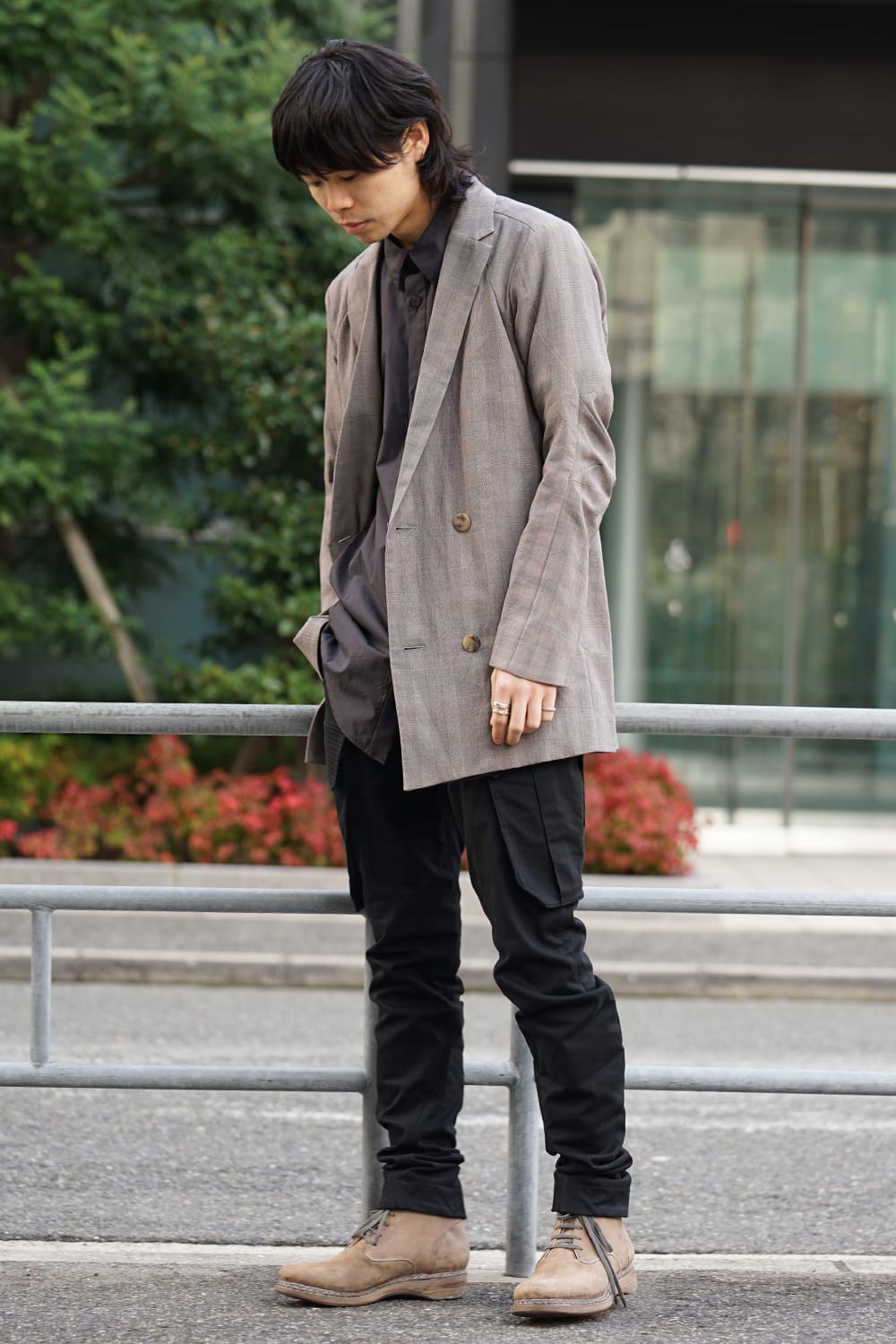 Double breasted jacket cotton glen check